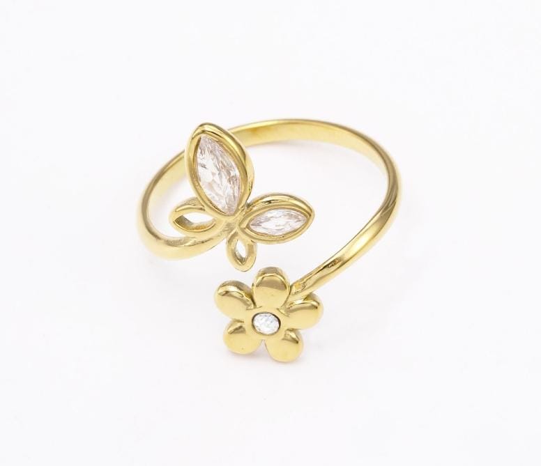 Anillo flor mariposa