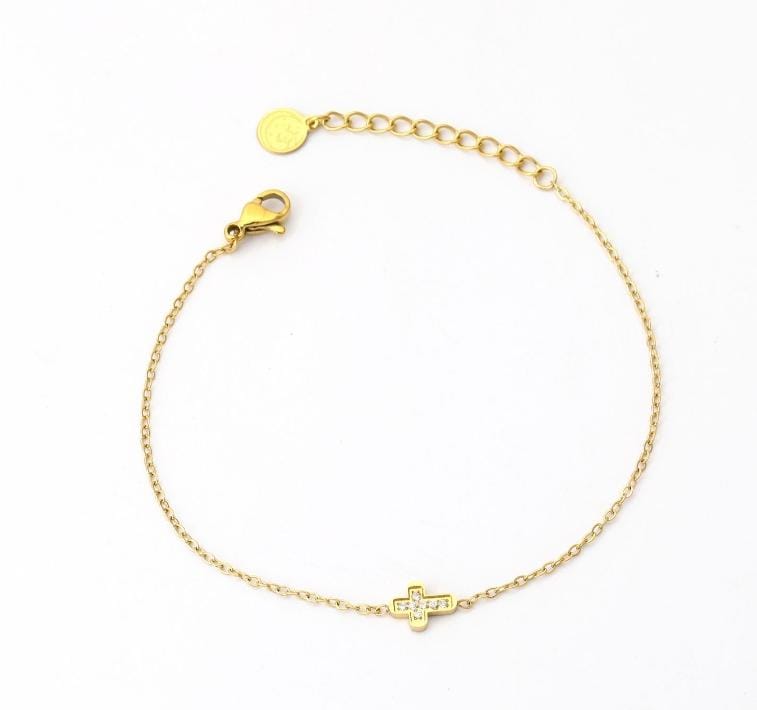 Pulsera cruz brillantes